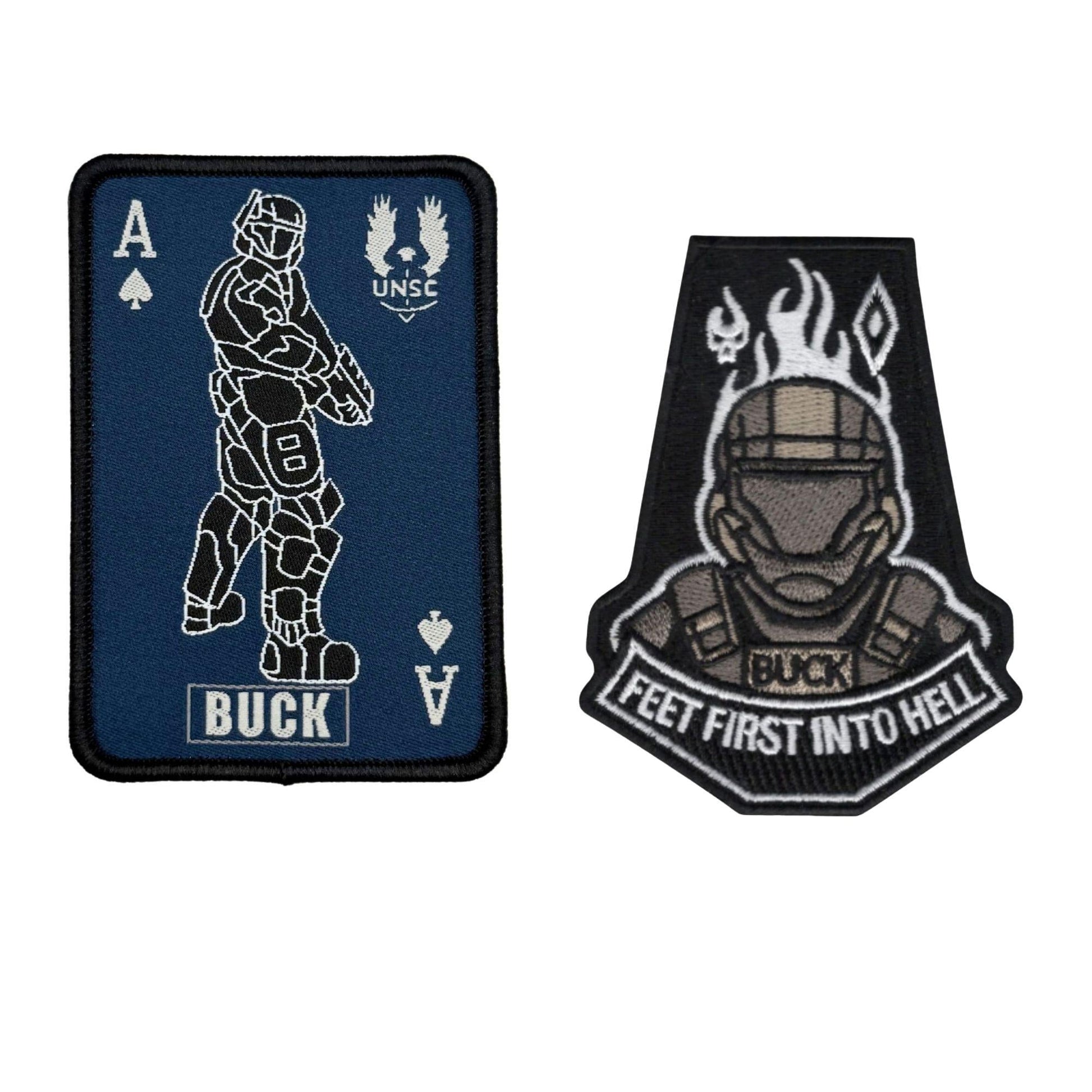 2 PC Feet First ODST Buck Tactical Patch 3.5x2.5 Hook Fastener and Loop Patch
