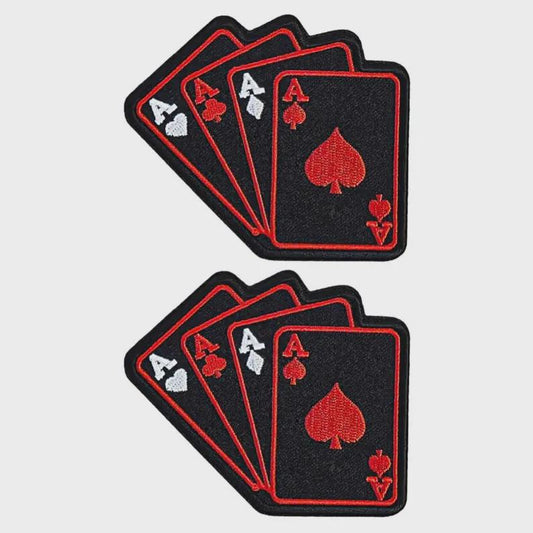 4 Aces Poker Playing Card Embroidered Patch - 2pc 3.5 x 3.25 Inch Iron On or Sew On