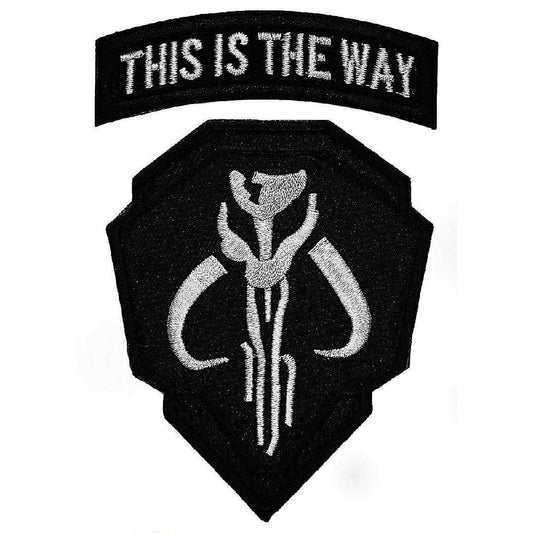 Mythosaur Skull This Way Skull Mercenary Patch [2PC Set Silver Tread -"Hook Fastener -J1,2]