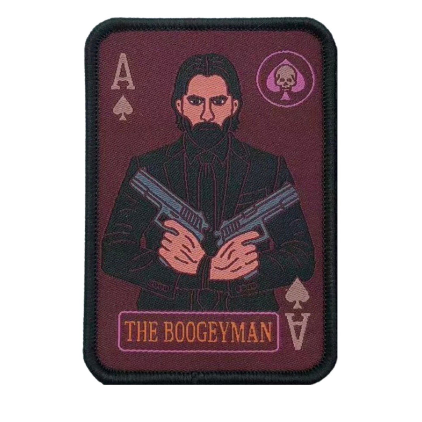 The Boogeyman Wick 3.5 Inch playing Card Patch Hook Fastener and Loop Backing