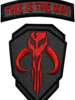Mythosaur Skull This Way Skull Mercenary Skull Rocker Patch All Patches are (3x1 Inch) Rocker Tabs Shield Tabs(3.5x.2.5 Inch) Rectangle (3.0x2.0 Inch)