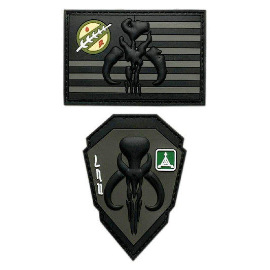Mythosaur Skull USA Flag Patch [2PC - “Hook” Fastener - 3D-PVC Rubber-MTB5,1]