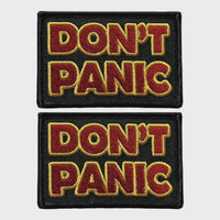 Don't Panic Embroidered Patch 2pc - 3 x 2 Inch Iron On or Sew On Funny Patches
