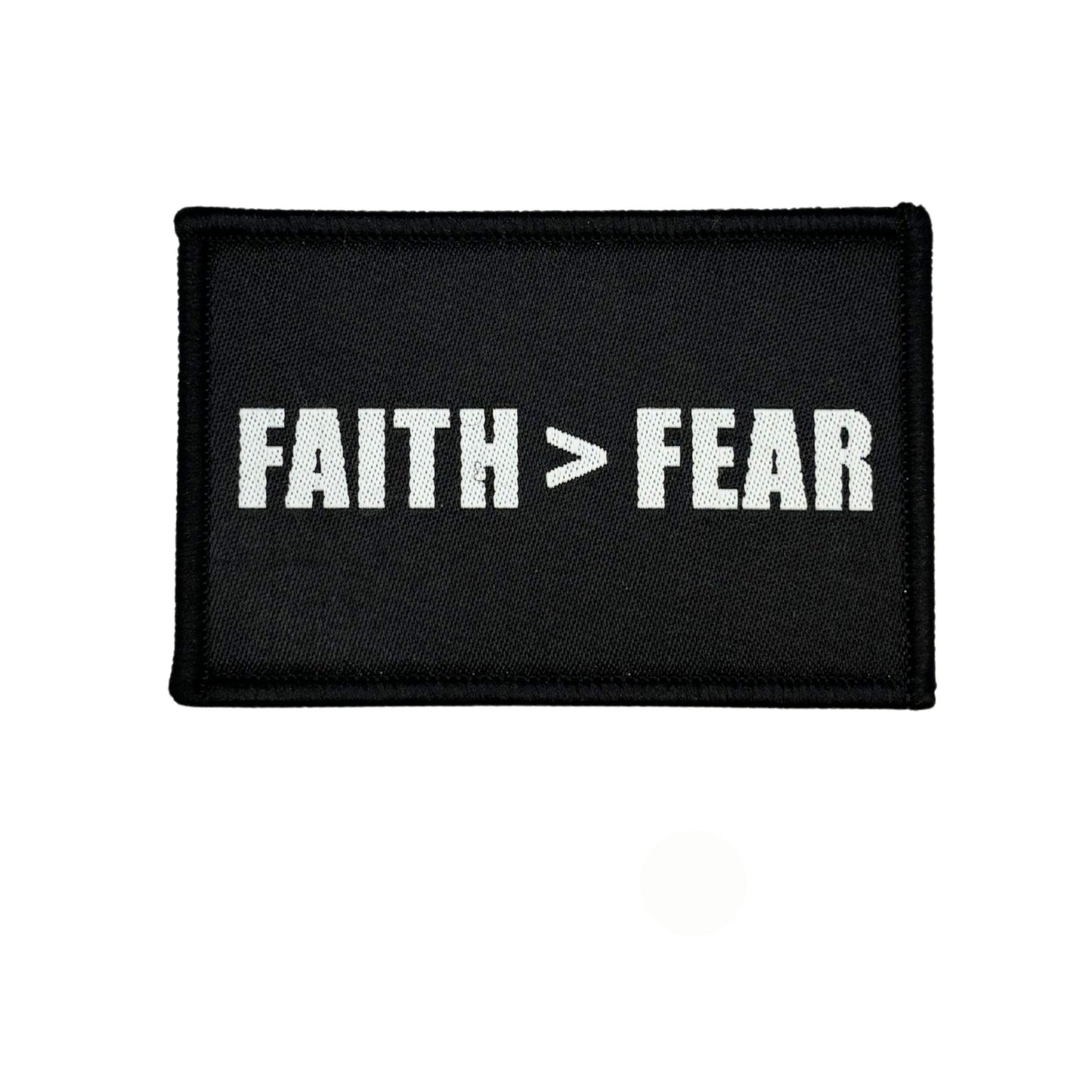 Faith Over Fear Embroidered Tactical Patch - Hook Fastener Backing 3x2 Inch