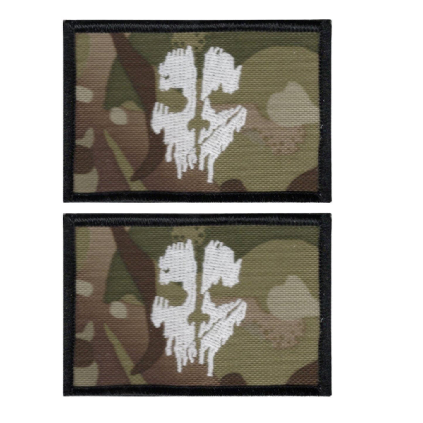 Ghost Skull Embroidered Tactical Patch - Hook Fastener Backing 3x2 Inch