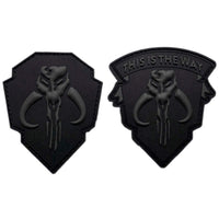 Mythosaur Skull Way Skull Mercenary Shield Patch [2PC -3D-PVC Rubber - Hook Fastener Backing -TW5,SZ2]