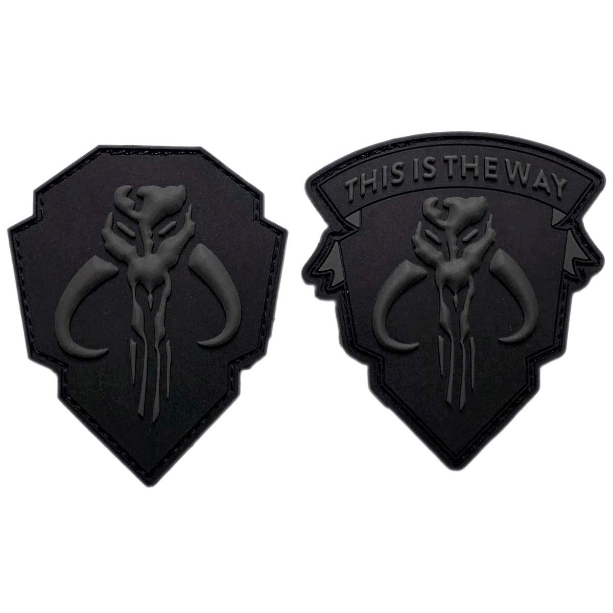 Mythosaur Skull Way Skull Mercenary Shield Patch [2PC -3D-PVC Rubber - Hook Fastener Backing -TW5,SZ2]
