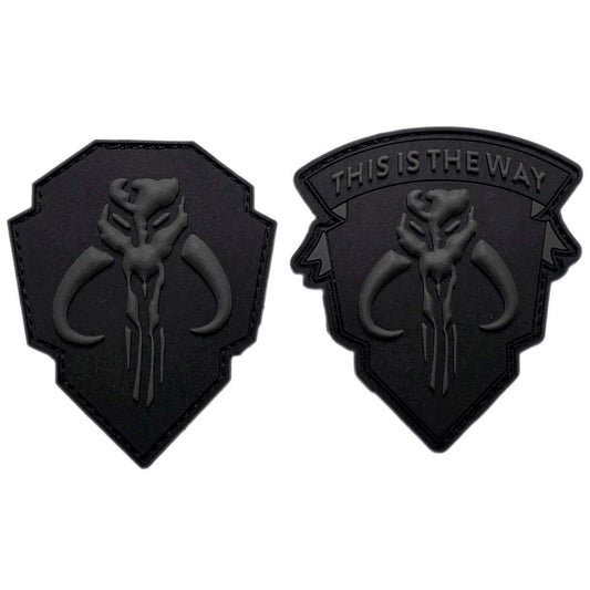 Mythosaur Skull Way Skull Mercenary Shield Patch [2PC -3D-PVC Rubber - Hook Fastener Backing -TW5,SZ2]