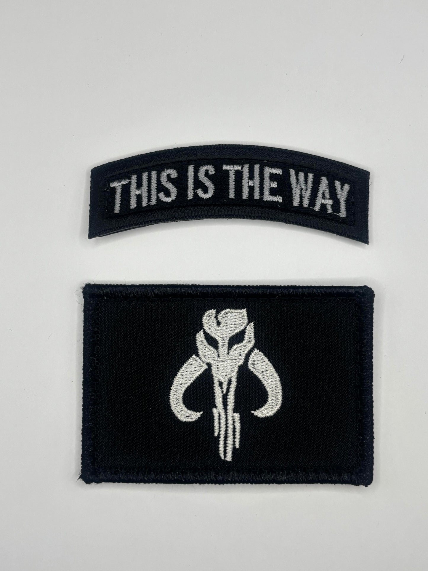 Mythosaur Skull This Way Skull Mercenary Skull Rocker Patch All Patches are (3x1 Inch) Rocker Tabs Shield Tabs(3.5x.2.5 Inch) Rectangle (3.0x2.0 Inch)