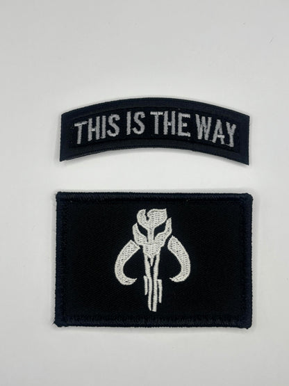 Mythosaur Skull This Way Skull Mercenary Skull Rocker Patch All Patches are (3x1 Inch) Rocker Tabs Shield Tabs(3.5x.2.5 Inch) Rectangle (3.0x2.0 Inch)