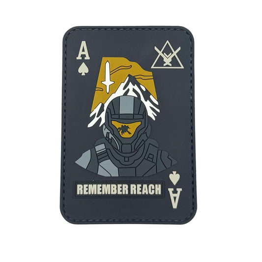 Halo Remember Reach Playing Card Noble Team Tactical Patch 3.5x2.5 Hook Fastener and Loop Patch PVC 2